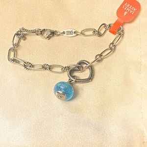 James Avery Sterling Silver heart bracelet with retired anchor charm